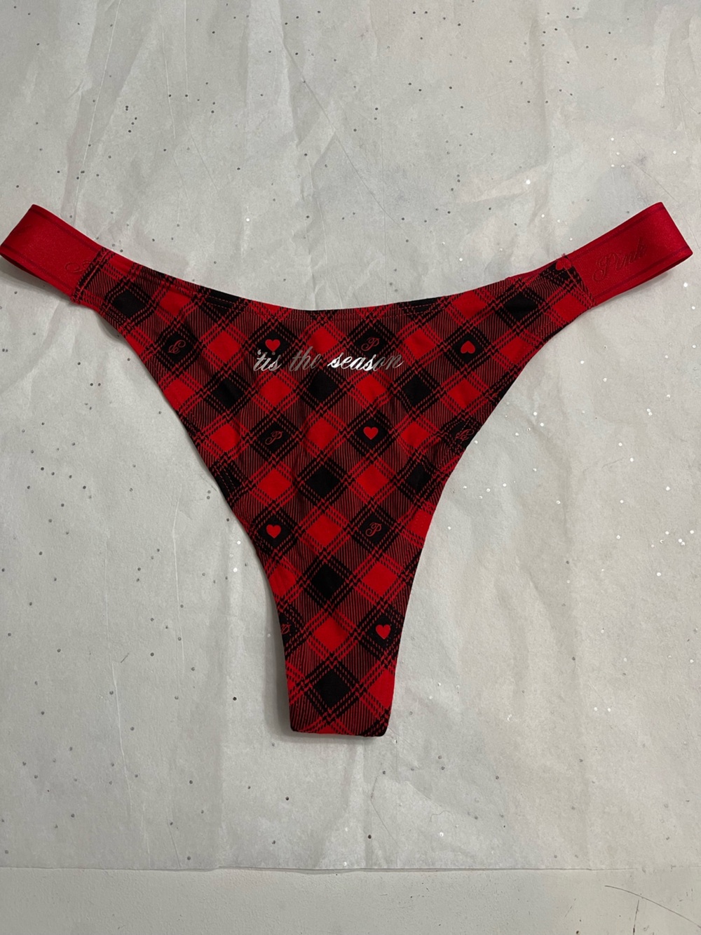 NWT Pink Victoria’s Secret Tis the season Thong